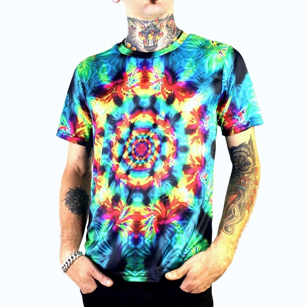 Tie-Dye Kaleidoscope Short Sleeve T-Shirt - Multicolor